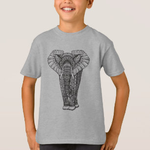 Fantasie-gemustertes Elefant-Gekritzel T-Shirt