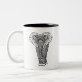 Fantasie-gemustertes Elefant-Gekritzel Zweifarbige Tasse (Links)