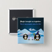 Fantasie-Gletscher-Pinguin-Zauberer-feenhafter Button (Vorne & Hinten)