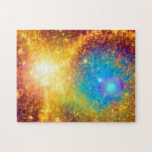 Fantasie Goldener Glitzer Explosion im Weltraum Puzzle