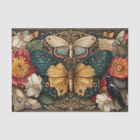 Fantasie-Gotik-Motten-Garten-Collage-Decoupage Seidenpapier (Vorderseite)