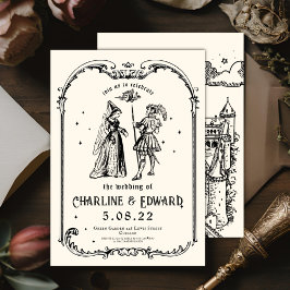 Fantasie Gravieren Kunst Mittelalterliche Hochzeit Einladung