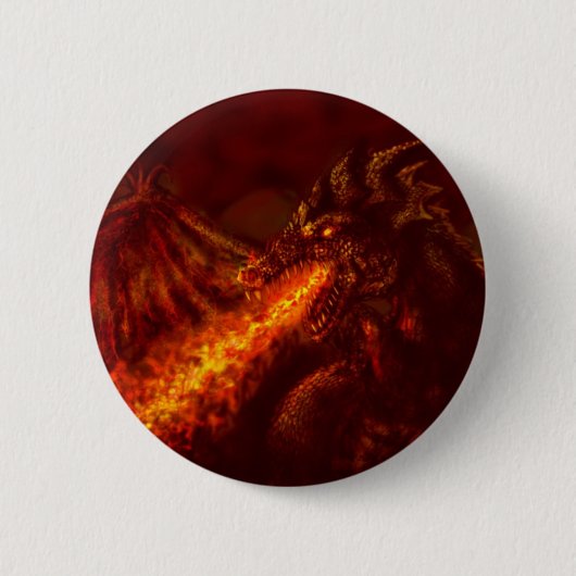 Fantasie-großer roter Drache-atmenfeuer Button (Vorderseite)