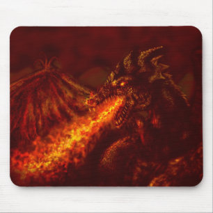 Fantasie-großer roter Drache-atmenfeuer Mousepad