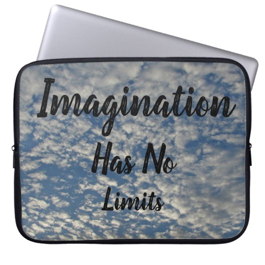 Fantasie hat keine Grenzen für blauen Himmel, puff Laptopschutzhülle (Vorderseite)