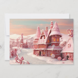 Fantasie-Haus aus Lebkuchen mit Süßigkeiten 4 Feiertagskarte