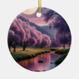 Fantasie-Illustration einer mondbeschienenen Fluss Keramik Ornament