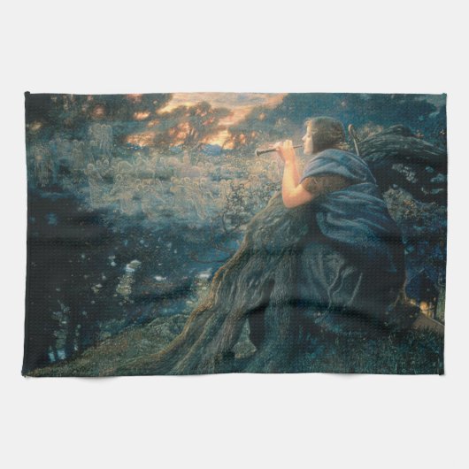 Fantasie in Twilight (von Edward Robert Hughes) Geschirrtuch (Horizontal)