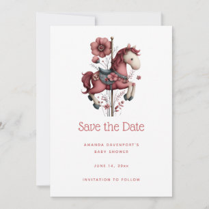 Fantasie Karussellpferd Bild Baby Shower Save The Date