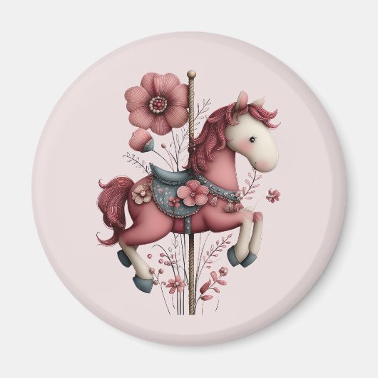 Fantasie Karussellpferd Bild Magnet (Vorne)