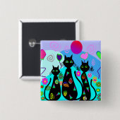 "Fantasie-Katzen des Sommers " Button (Vorne & Hinten)
