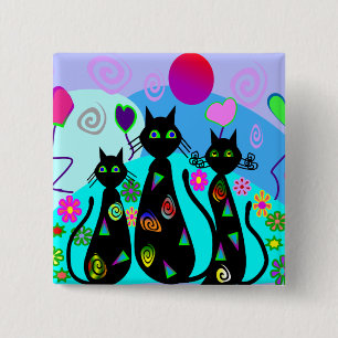 "Fantasie-Katzen des Sommers " Button