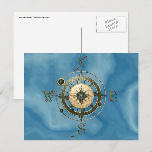 Fantasie (keltisch) Compass Design Postkarte (Vorne/Hinten)
