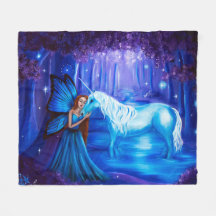Fantasie-Kunst-Fee und Unicorn-Fleece-Decke