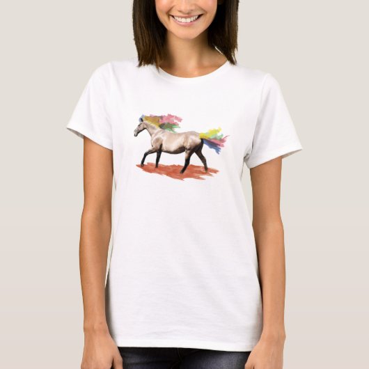 Fantasie-Kunst - Regenbogen-Pferd T-Shirt (Vorderseite)