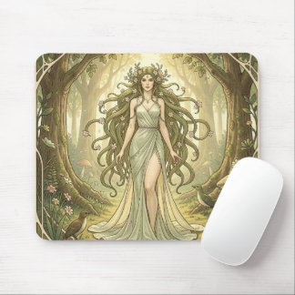 Fantasie-Lady in einem verzauberten Wald Mousepad
