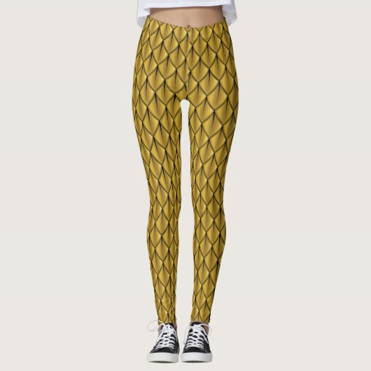 Fantasie-Leggings der Drache-Skala-(Gold) Leggings (Vorderseite)