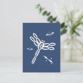 Fantasie Libelle und Außerhalb-Riss, blau, weiß Postkarte (Stehend Vorderseite)