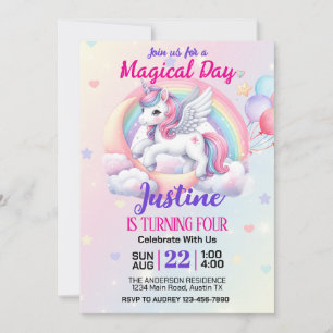 Fantasie Magisches Einhorn Geburtstagsfeier Einladung