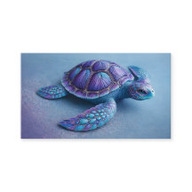 Fantasie-Meereschild Schildkröte in Blau und Lila,