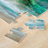 Fantasie-Meerjungfrau auf Ufer von Aqua-Blau-Meer Puzzle (Seite)