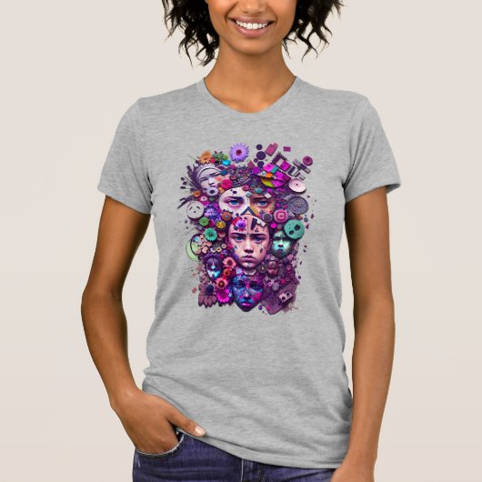 Fantasie menschliches Gesicht T-Shirt (Vorderseite)