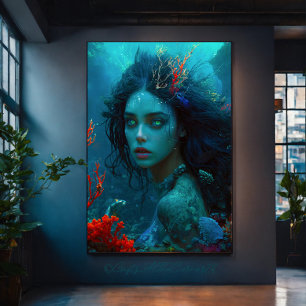 Fantasie Mysaid Princess Blue Underwater Leinwanddruck
