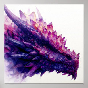 Fantasie Mystical Amethyst Crystal Dragon Beast Poster