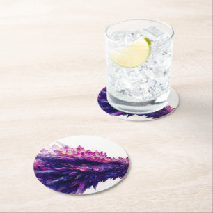 Fantasie Mystical Amethyst Crystal Dragon Beast Runder Pappuntersetzer