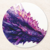 Fantasie Mystical Amethyst Crystal Dragon Beast Runder Pappuntersetzer (Vorderseite)