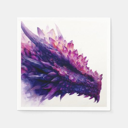 Fantasie Mystical Amethyst Crystal Dragon Beast Serviette (Vorderseite)