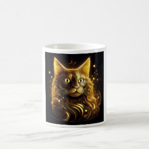 Fantasie Neon Gold Katze Kaffeetasse