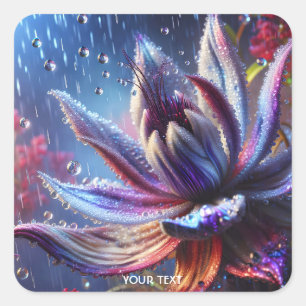 Fantasie Niedlich Blooming Myth Blume Quadratischer Aufkleber