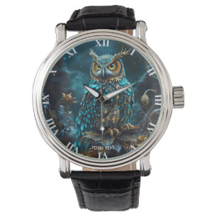 Fantasie Niedlich Brass Türkis Owl Armbanduhr