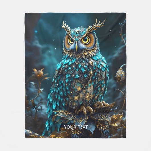 Fantasie Niedlich Brass Türkis Owl Fleecedecke (Vorderseite)