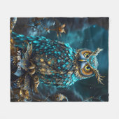 Fantasie Niedlich Brass Türkis Owl Fleecedecke (Vorderseite (Horizontal))