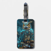 Fantasie Niedlich Brass Türkis Owl Gepäckanhänger (Rückseite vertikal)