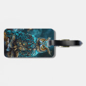 Fantasie Niedlich Brass Türkis Owl Gepäckanhänger (Rückseite horizontal)