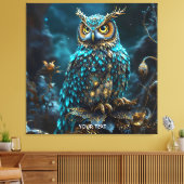 Fantasie Niedlich Brass Türkis Owl Leinwanddruck (Insitu (Wohnzimmer))