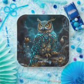 Fantasie Niedlich Brass Türkis Owl Pappteller (Party)