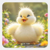 Fantasie Niedlich lachen Fluffy Duck Quadratischer Aufkleber (Vorderseite)