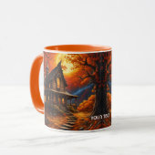 Fantasie Niedlich lebendig Alte Herbstkabine Tasse (Vorderseite Links)