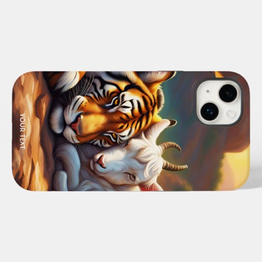 Fantasie Niedlich lebendig schlafende Tigerziege Case-Mate iPhone Hülle (Rückseite (Horizontal))