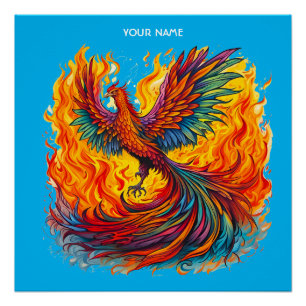 Fantasie Niedlich steigend Phoenix Flammen Poster