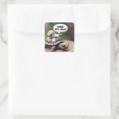 Fantasie Niedlich Turtle Snail Speed Quadratischer Aufkleber (Tasche)