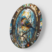 Fantasie Niedlich verkettet Glass Bird Große Wanduhr (Winkel)