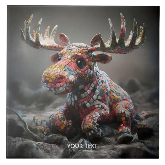 Fantasie Niedlich Wacky Mosaic Moose Fliese (Vorderseite)