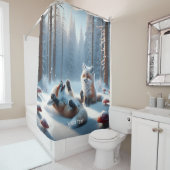 Fantasie Niedlich zwei Babyfuchs Duschvorhang (Beispiel)