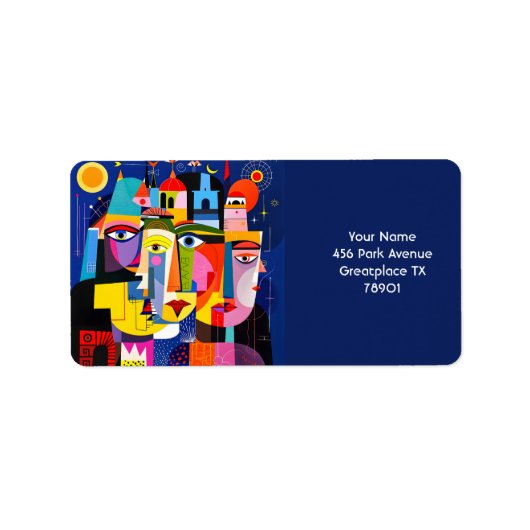 Fantasie Niedliche Abstrakte Gesichter Formen Adressaufkleber (Vorne)