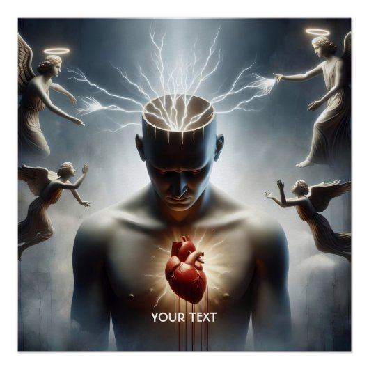 Fantasie Niedliche Hirnherz-Beleuchtung Poster (Vorderseite)